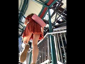 Nice butt in upskirt of dotted dress Picture 3