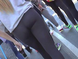 Eye candy teen girl in transparent tights