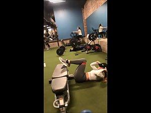 Fit girl does a sexually suggestive exercise in the gym Picture 1