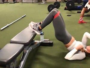 Fit girl does a sexually suggestive exercise in the gym Picture 5