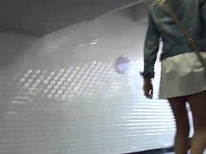 Lace thong in pantyhose and upskirt Picture 1