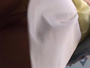 Lace thong in pantyhose and upskirt Picture 6