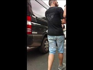 Thick teen ass got a wedgie in tights Picture 1