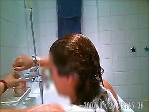 Hot chubby girl spied taking a bath Picture 5