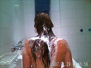 Hot chubby girl spied taking a bath Picture 6
