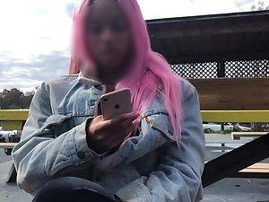 Big boobs of black girl with pink hair Picture 2