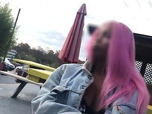 Big boobs of black girl with pink hair Picture 6