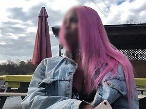 Big boobs of black girl with pink hair Picture 7