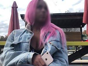 Big boobs of black girl with pink hair Picture 8