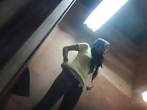 Seductive tall girls spied as she dresses