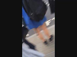 Voyeur flirts and makes epic upskirt video Picture 4