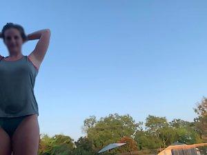 Voyeur peeps on his sexy friend in and out of pool Picture 8