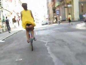 Funny view of her thong on a bicycle Picture 6