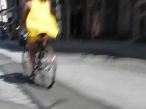 Funny view of her thong on a bicycle Picture 8