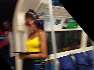 Checking out lovely black girl's tits on the train Picture 3