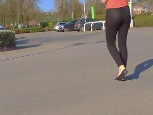 Girly panties seen thru her tights Picture 7