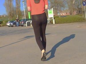 Girly panties seen thru her tights Picture 8