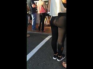 Checking her ass while she hugs her tall boyfriend Picture 4