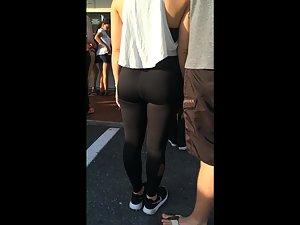 Checking her ass while she hugs her tall boyfriend Picture 5