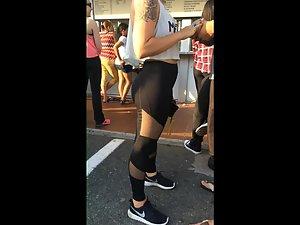 Checking her ass while she hugs her tall boyfriend Picture 8