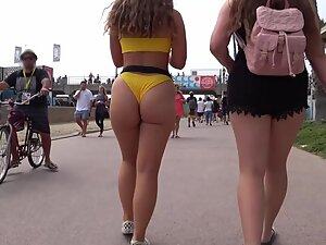 Big booty walks away and wiggles into shorts Picture 5