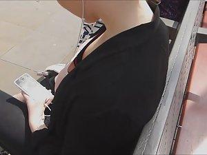 Gentle young breasts in downblouse Picture 4
