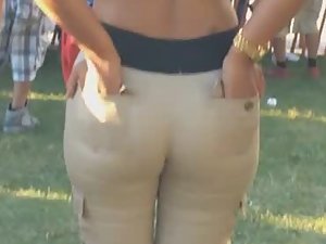 Sexy latina's ass in the city park