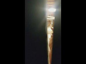 Peeping on naked beauty through crack in shower room Picture 6