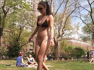 Park voyeur checks out a hottie that fixes her bikini Picture 7