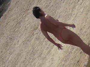 Milf in topless got caught by a voyeur Picture 4