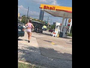 Sexy kind of a masculine girl at a gas station Picture 8