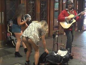 Upskirt after dancing next to a street musician Picture 2