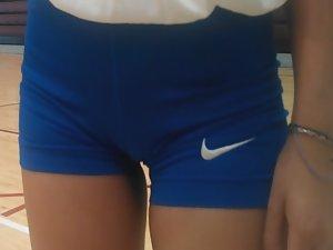 Pussy bulge inside shorts of a volleyball girl Picture 4