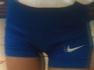 Pussy bulge inside shorts of a volleyball girl Picture 5