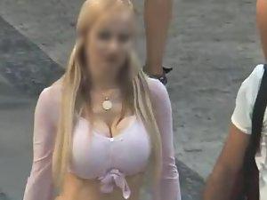 Skinny blonde with big fake tits Picture 5