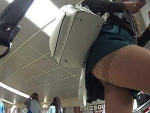 Luxury upskirt on moving stairs Picture 2