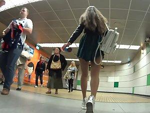 Luxury upskirt on moving stairs Picture 5