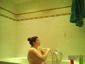 Fat woman spied in the shower Picture 6