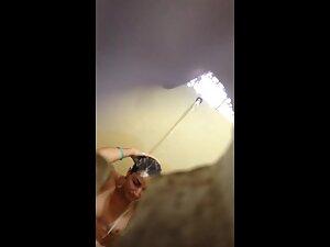 Spying on yummy tits with tan lines in shower Picture 6