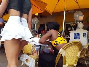 Sexy latina in shorts that looks like skirt Picture 5