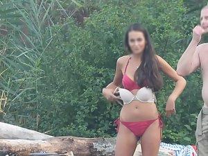 Accidental nakedness of a beauty by the river Picture 6