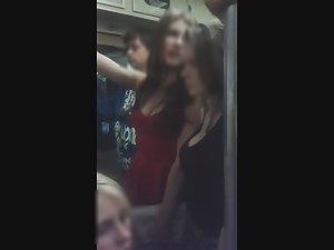 Fancy girl with big boobs inside train Picture 6
