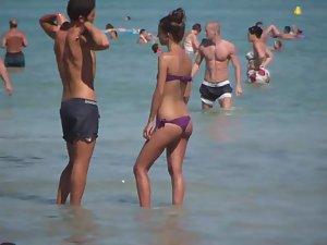 Tattooed hottie in a thong bikini Picture 4