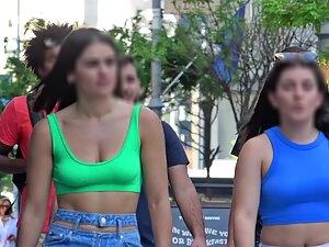 No bra under green and blue top Picture 6