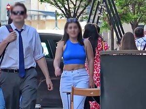 No bra under green and blue top Picture 8