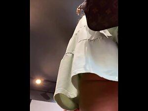 Upskirt shows rich girl's pussy slip from thong Picture 7