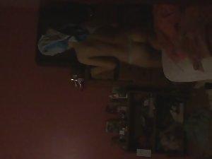 Peeping a nude girl sliding into thong Picture 6