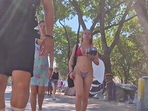 Big butt and tiny bikini guarantee lot of attention