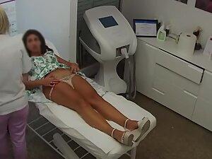 Spying on trophy wife during laser hair removal treatment