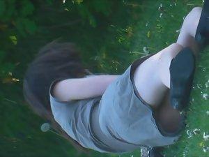 Boyfriend tried to cover her upskirt Picture 5